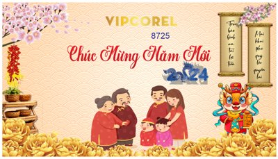 File ảnh Backdrop chúc mừng năm mới 2024 #56 file corel (gốc) in PP, decal