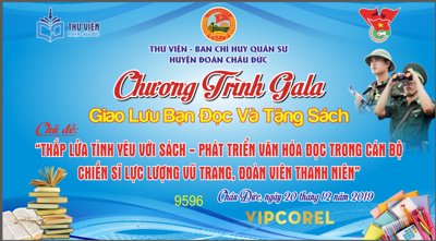 File gốc in tráng gương Backdrop chương trình gala giao lưu bạn đọc và tặng sách chi tiết