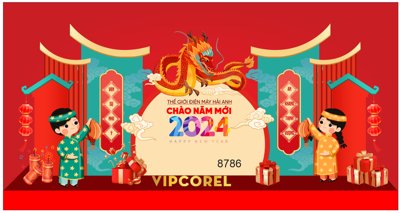 File gốc Backdrop chụp ảnh chào năm mới 2024 #27 file corel (trang trí) cho phòng khách