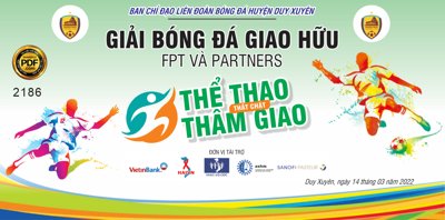 Tải file gốc Backdrop giải bóng đá giao hưu FPT và Partners file CDR (để in lụa)
