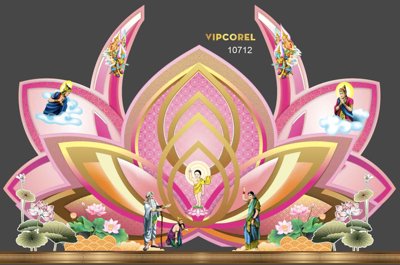 Ảnh gốc Backdrop kính mừng đại lễ phật đản 2024 vector #2 (nét căng) in mica