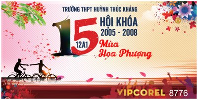 File in ấn Backdrop kỷ niệm 15 năm hội khóa mùa hoa phượng (bản gốc) từ file gốc