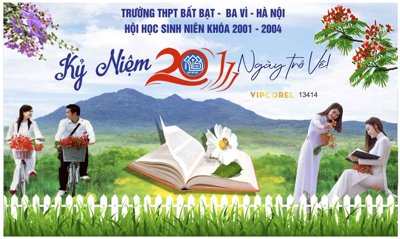 File tranh gốc PSD Backdrop kỷ niệm 20 năm ngày trở về THPT Bất Đạt còn nguyên layer