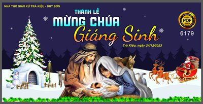 Download file gốc Backdrop nhà thờ giáo xứ tổ chức lễ giáng sinh #24 (in lụa) cao cấp