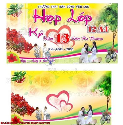 File tranh File mẫu Backdrop phông nền kỷ niệm họp lớp ra trường 112 (ảnh gốc) in trần 3D