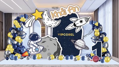 File in mica Backdrop sinh nhật Khải An - phi hành gia #50 file .AI (ảnh gốc) đẹp