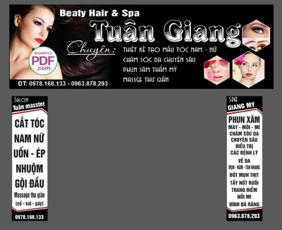 Tải file Biển Beauty Hair Spa Tuân Giang file PDF & CDR (ảnh gốc) in tranh kính