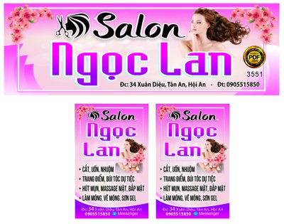 Ảnh gốc Biển Hair Salon Ngọc Lan file corel (siêu chi tiết) để in ấn