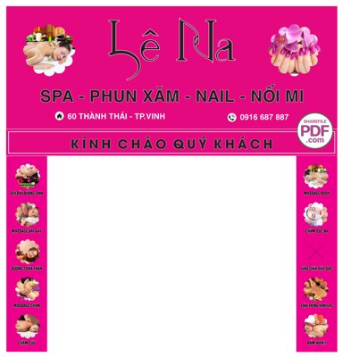 Ảnh gốc file in lụa Biển Lê Na Spa - phun xăm - Nail - nối mi file PDF & CDR chi tiết