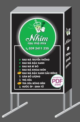 File tranh quảng cáo Biển Nhím rau má Mix file PDF & CDR (download file gốc)