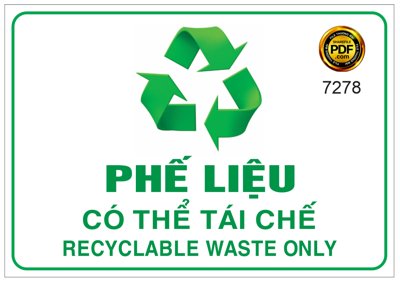 Hình ảnh file gốc in trần nhà Biển Phế liệu có thể tái chế - Recyclable waste only file corel