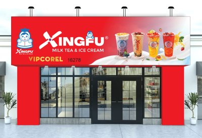 Ảnh mô tả file gốc in mica Biển QC đồ uống Milk Tea & Ice cream Xingfu