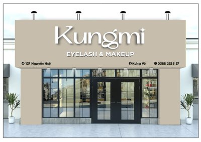 Ảnh gốc file in lụa Biển QC Kungmi Eyelash & Makeup file corel chi tiết