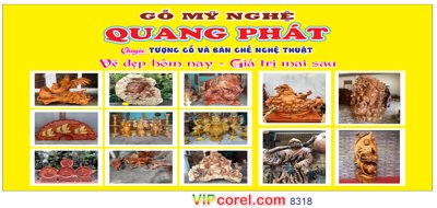 Download file gốc Biển QC tượng gỗ và bàn ghế nghệ thuật (in mica) trong suốt