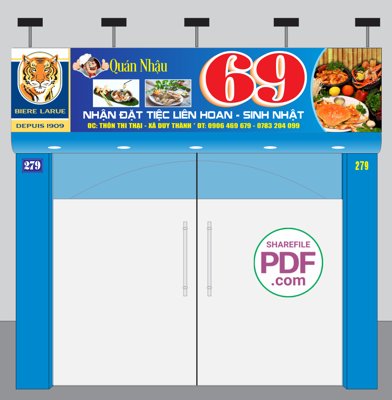 File gốc Biển Quán nhậu 69 - Nhận đặt tiệc liên hoan file PDF & CDR (in tráng gương) nghệ thuật