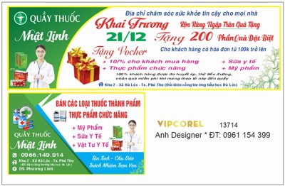 Tải file gốc Biển Quầy Thuốc Nhật Linh - Khai Trương file corel (in khổ lớn) không vỡ