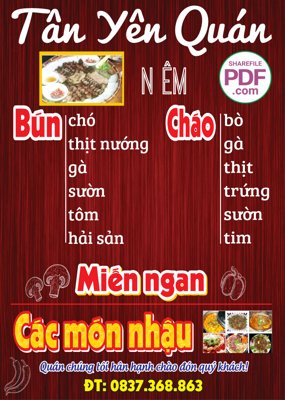 File gốc Biển Tân Yên Quán - Bún chó file PDF & CDR (thiết kế) độc quyền