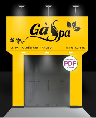Download file Biển cửa hàng Gà Spa file PDF & CDR (gốc) in mica đèn LED