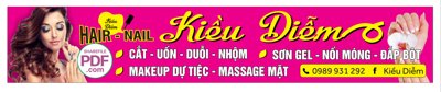 File gốc Biển chính Hair - Nail Kiều Diễm file PDF & CDR (in lụa) họa tiết 3D