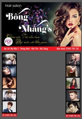 File tranh PSD Biển chính Hair Salon Bông Nhắng's file PDF & CDR chất lượng cao