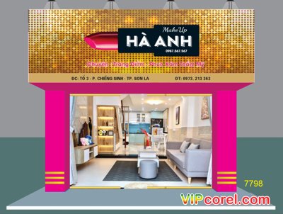 Tải file gốc Biển hiệu Make up Hà Anh chuyên trang điểm (in khổ lớn) không mờ