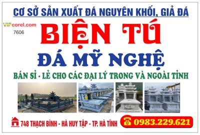 Ảnh gốc Biển quảng cáo Đá mỹ nghệ Biện Tú file corel (siêu chi tiết) để in ấn