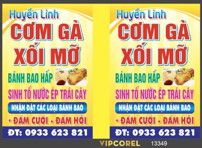 Ảnh gốc Biển quảng cáo Huyền Linh cơm gà xối mỡ (độ nét cao) in tráng gương