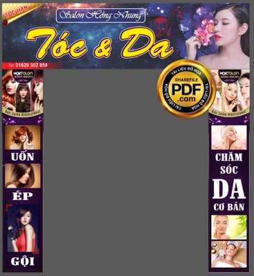 Hình ảnh file gốc Biển quảng cáo Tóc & Da Salon Hồng Nhung file CDR (chất lượng cao)