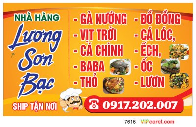 File gốc Biển quảng cáo nhà hàng Lương Sơn Bạc file corel (PNG) trong suốt (transparent)