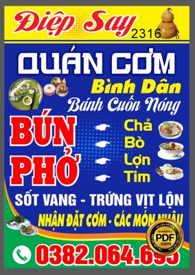File tranh Biển vẫy Điệp Say - Quán Cơm bình dân - bún phở file CDR (bản gốc) in canvas