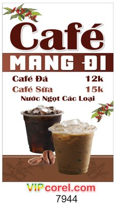 File in lụa Biển vẫy Café mang đi file corel (tân cổ điển) Biển vẫy Café mang đi file corel