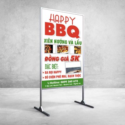 File gốc Biển vẫy Happy BBQ xiên nướng và lẩu file corel (in 3D) cho trang trí