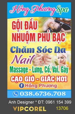 File gốc Biển vẫy QC Hồng Phương Spa - massage file corel (dành cho quảng cáo)