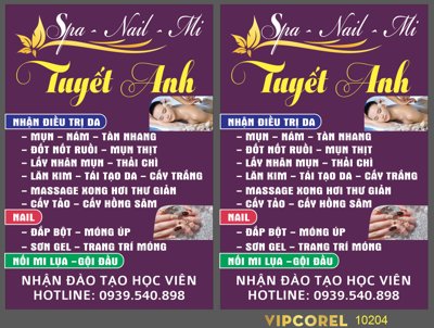 Tải file Biển vẫy Spa nail mi Tuyết Anh vector file corel (ảnh gốc) in gạch 3D