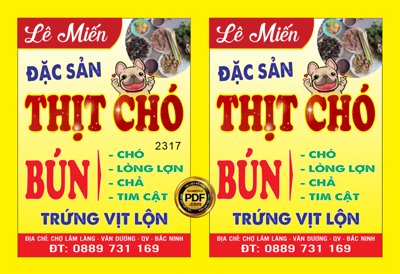 File gốc Biển vẫy cửa hàng Lê Miến - thịt chó - bún chó file CDR (PNG) trong suốt (transparent)