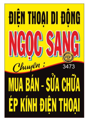 File gốc Biển vẫy mua bán sửa chữ điện thoại Ngọc Sang (in lụa) hoa văn cổ điển