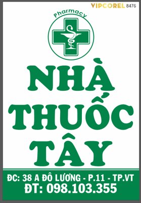 Tải file gốc in lụa Biển vẫy nhà thuốc tây Pharmacy file corel siêu nét