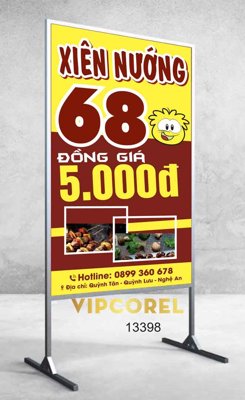 File gốc Biển vẫy quảng cáo quán Xiên Nướng 68 file corel (in mica) cắt laser