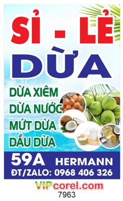 Tải file Biển vẫy sỉ lẻ Dừa xiêm - dừa nước - mứt dừa - dầu dừa (gốc) làm file quảng cáo