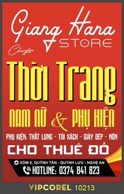 Ảnh gốc Biển vẫy thời trang Giang Hana Store file corel (nét căng) in mica