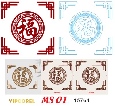File in lụa Bo viền và chữ Phúc sau bàn thờ #13 vector (tân cổ điển) Bo viền và chữ Phúc sau bàn thờ #13 vector