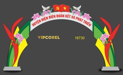 Ảnh gốc Cổng chào huyện điện biên Đoàn kết và Phát triển #3 (độ nét cao) in tráng gương