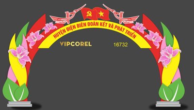 File tranh ảnh gốc Cổng chào huyện điện biên Đoàn kết và Phát triển #5 dùng cho in khổ lớn