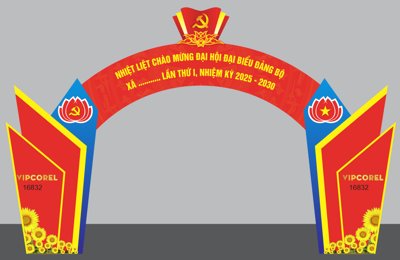 Download file gốc Cổng chào nhiệt liệt chào mừng đại hội Đảng bộ xã (in mica) logo