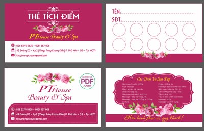 Download file Card visit PT House Beauty And Spa file PDF & CDR (gốc) in mica ốp bếp