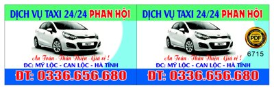 File ảnh Card visit dịch vụ taxi 24/24 Phan Hội file corel (gốc) in decal dán tường