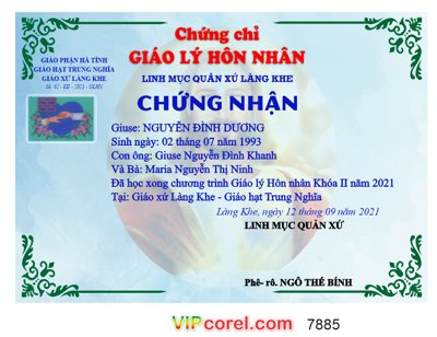 File gốc Chứng chỉ giáo lý hôn nhân file vector corel (in lụa) họa tiết 3D