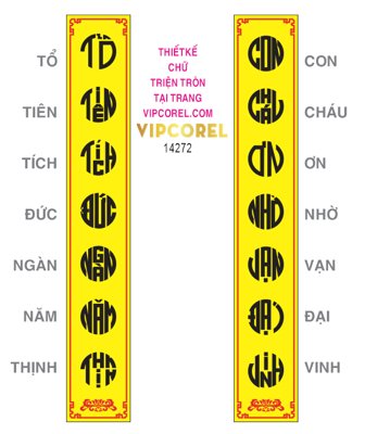 File tranh Chữ triện "TỔ TIÊN TÍCH ĐỨC NGÀN NĂM THỊNH..." (gốc) in vải canvas