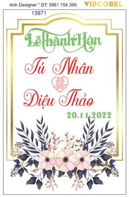 File gốc File corel bảng tên đám cưới #7 vector (in lụa) họa tiết 3D