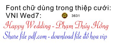 Ảnh gốc file in lụa Font chữ dùng trong đám cưới VNI Wed7 chi tiết